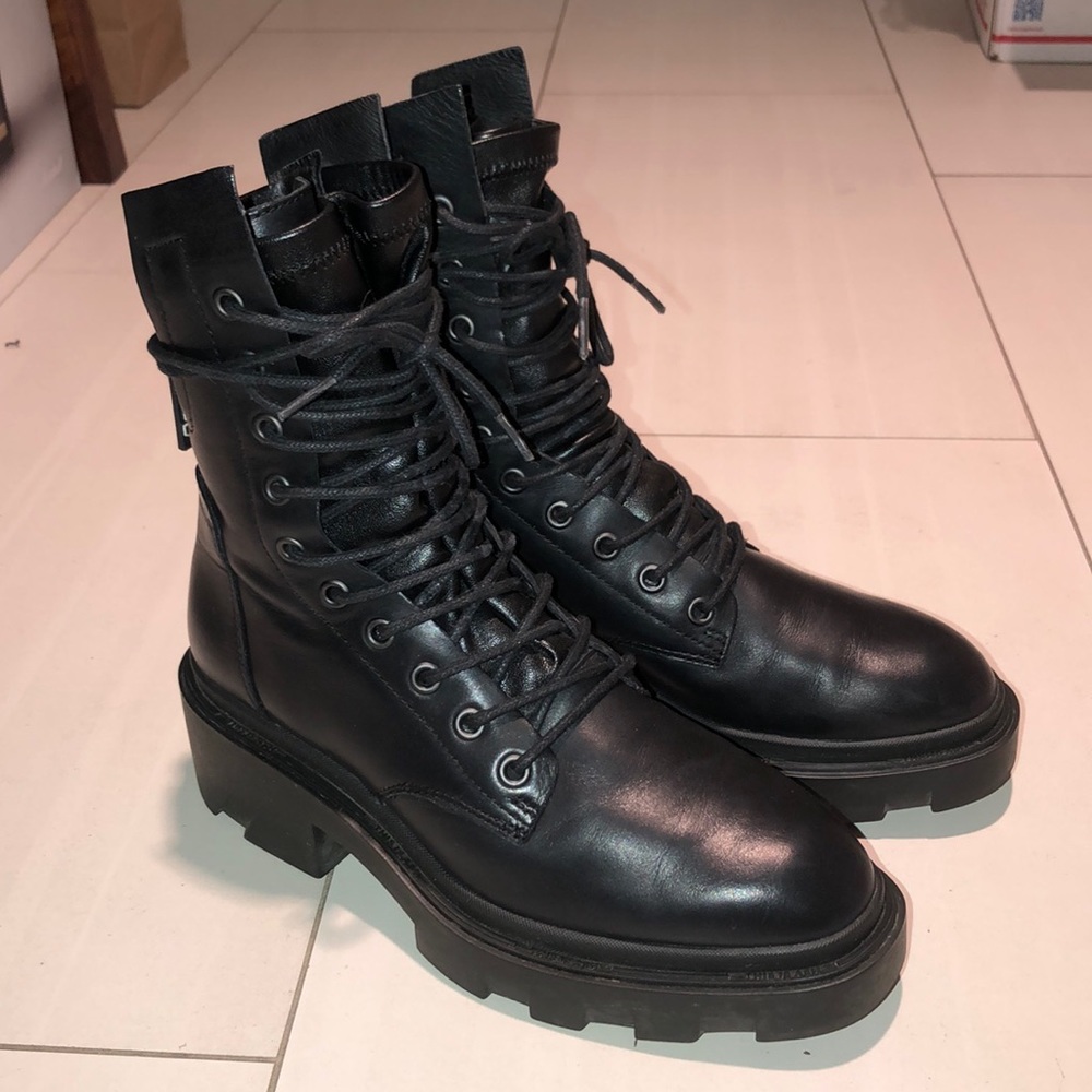 Ash Black Lace Up Leather Boots
